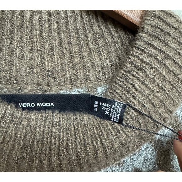 NWT Vero Moda Womens Animal Print Brown Lentil Pullover Sweater US 2X L-48/50 Hi - Picture 4 of 7